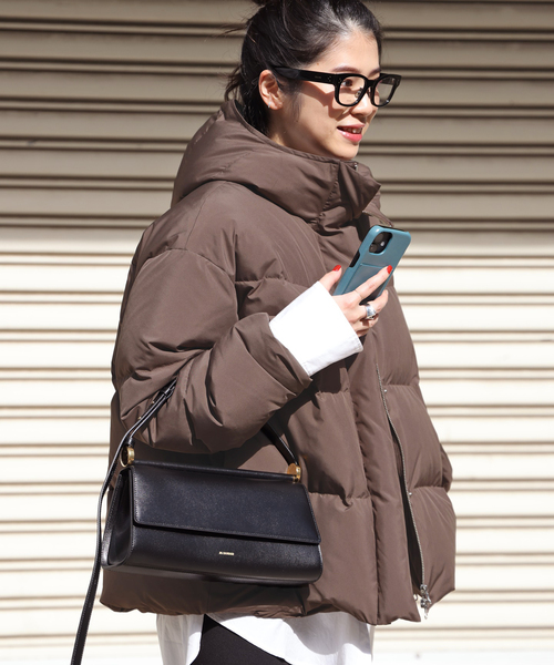 EVERYDAY I LIKE.(エヴリディアイライク)の「フードダウンジャケット(ブラウン)(ダウンジャケット/コート・レディース・ウッド・FREE)」の3枚目の写真