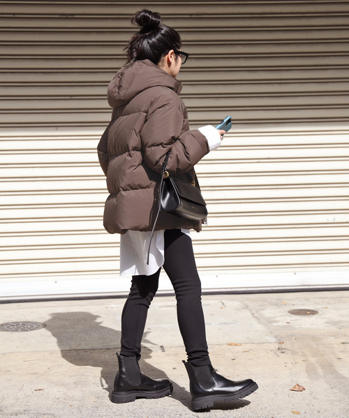 EVERYDAY I LIKE.(エヴリディアイライク)の「フードダウンジャケット(ブラウン)(ダウンジャケット/コート・レディース・ウッド・FREE)」の7枚目の写真