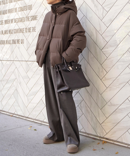 EVERYDAY I LIKE.(エヴリディアイライク)の「フードダウンジャケット(ブラウン)(ダウンジャケット/コート・レディース・ウッド・FREE)」の11枚目の写真