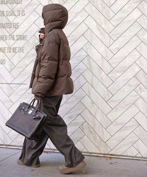 EVERYDAY I LIKE.(エヴリディアイライク)の「フードダウンジャケット(ブラウン)(ダウンジャケット/コート・レディース・ウッド・FREE)」の12枚目の写真