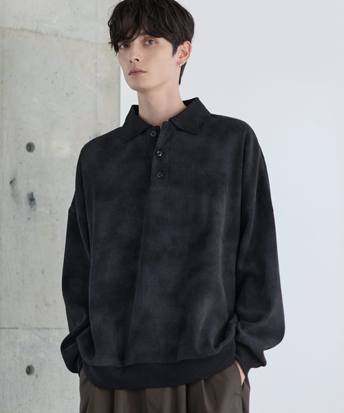 ETELIO(エテリオ)の「【25AW】カットコーデュロイ/ヴィンテージ加工 ポロシャツ(ポロシャツ・メンズ・ブラウン/アイボリー/ブラック/ブルー/チャコール/オリーブ/サックスブルー/ワイン/ブラック系/ワイン系/ブラウン系/ブルー系・S/M/L/XL)」の4枚目の写真