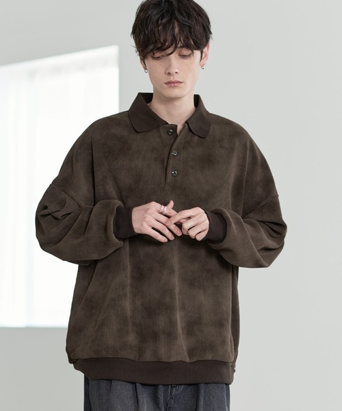 ETELIO(エテリオ)の「【25AW】カットコーデュロイ/ヴィンテージ加工 ポロシャツ(ポロシャツ・メンズ・ブラウン/アイボリー/ブラック/ブルー/チャコール/オリーブ/サックスブルー/ワイン/ブラック系/ワイン系/ブラウン系/ブルー系・S/M/L/XL)」の6枚目の写真