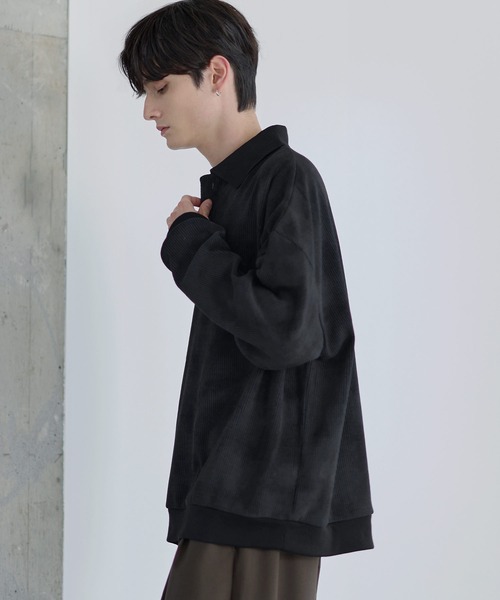 ETELIO(エテリオ)の「【25AW】カットコーデュロイ/ヴィンテージ加工 ポロシャツ(ポロシャツ・メンズ・ブラウン/アイボリー/ブラック/ブルー/チャコール/オリーブ/サックスブルー/ワイン/ブラック系/ワイン系/ブラウン系/ブルー系・S/M/L/XL)」の14枚目の写真