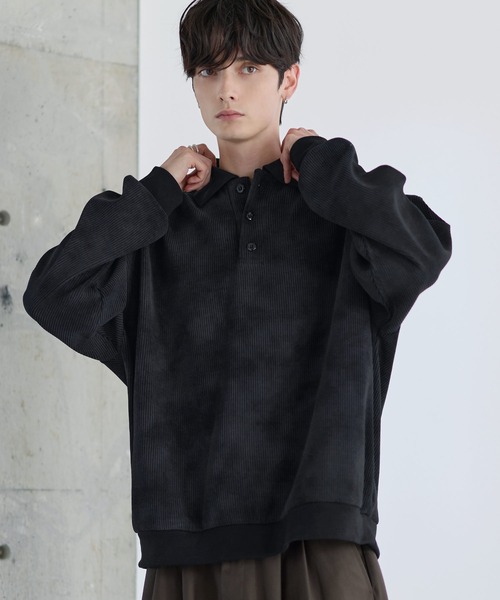 ETELIO(エテリオ)の「【25AW】カットコーデュロイ/ヴィンテージ加工 ポロシャツ(ポロシャツ・メンズ・ブラウン/アイボリー/ブラック/ブルー/チャコール/オリーブ/サックスブルー/ワイン/ブラック系/ワイン系/ブラウン系/ブルー系・S/M/L/XL)」の15枚目の写真