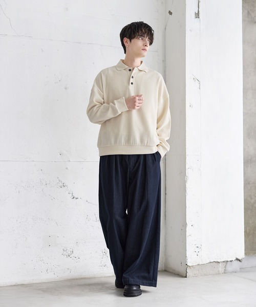 ETELIO(エテリオ)の「コーデュロイベロアポロシャツ(ポロシャツ・メンズ・ブラウン/アイボリー/ブラック/ブルー/チャコール/オリーブ/サックスブルー/ワイン/ブラック系/ワイン系/ブラウン系/ブルー系・S/M/L/XL)」の22枚目の写真