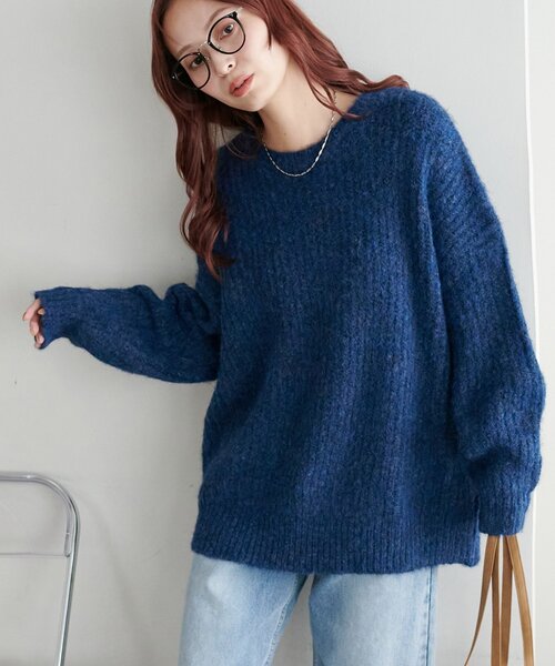 セール】【WEB限定】ミックス糸チュニックプルオーバー（ニット