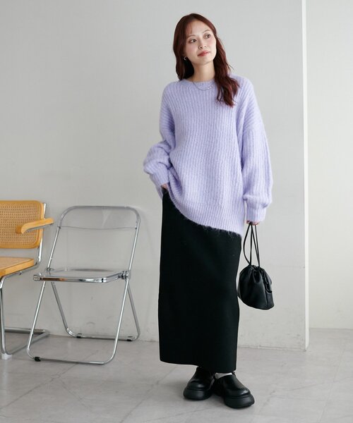 セール】【WEB限定】ミックス糸チュニックプルオーバー（ニット