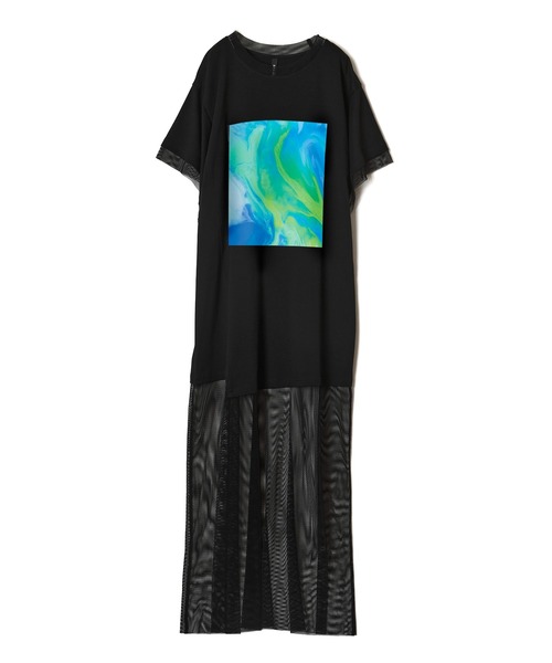 AULA AILA（アウラアイラ）の「マーブリングプリントチュニック（チュニック・レディース・ブラック/マルチ/ホワイト・0）」の3枚目の写真