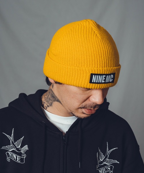 NineMicrophones（ナインマイクロフォンズ）の「BEANIE-9MC BOX LOGO-（ニットキャップ/ビーニー・メンズ・マスタード/グレー/ブラック・FREE）」の3枚目の写真
