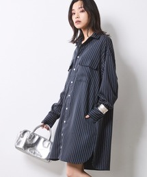 ストライプミニシャツワンピース <大きいサイズ有>シックスタイル