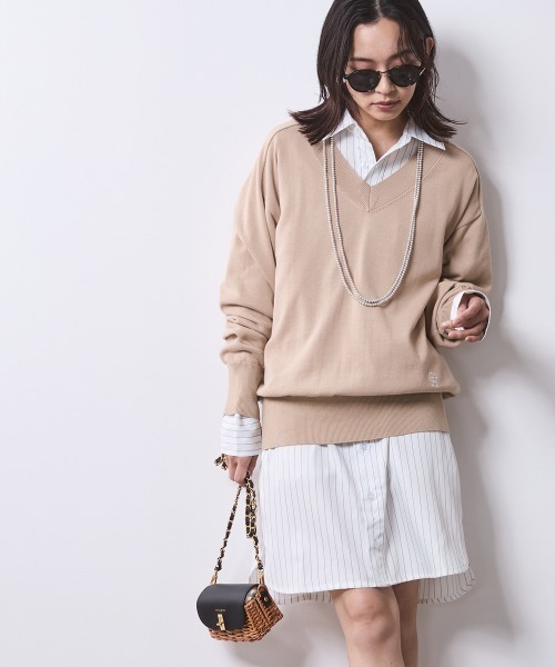 CHIC STYLE(シックスタイル)の「ストライプミニシャツワンピース <大きいサイズ有>シックスタイル(ワンピース・レディース・ホワイト系/ネイビー系・M/L/LL/3L/4L/5L)」の3枚目の写真
