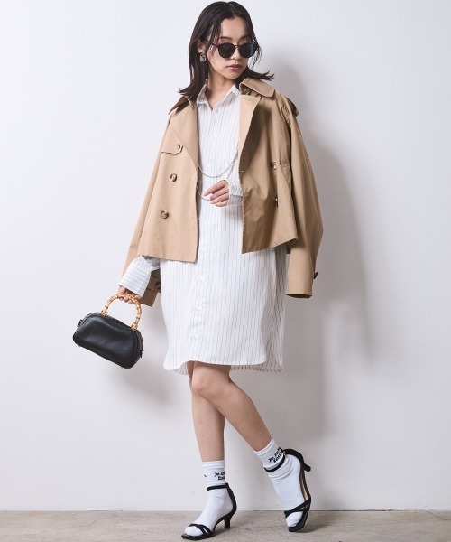 CHIC STYLE(シックスタイル)の「ストライプミニシャツワンピース <大きいサイズ有>シックスタイル(ワンピース・レディース・ホワイト系/ネイビー系・M/L/LL/3L/4L/5L)」の12枚目の写真