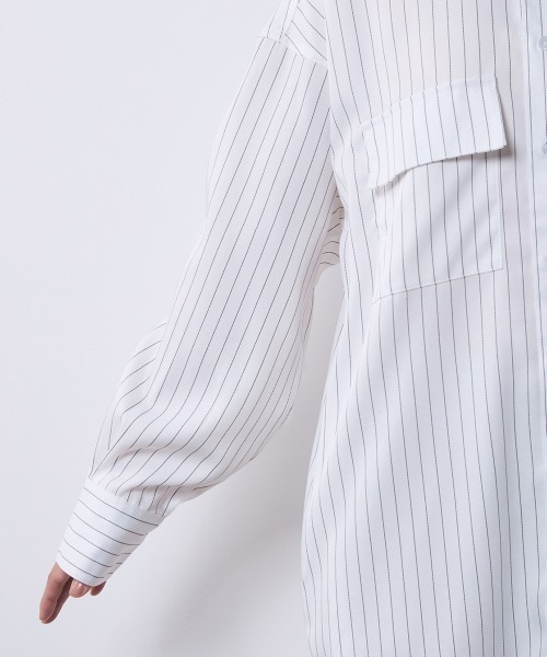 CHIC STYLE(シックスタイル)の「ストライプミニシャツワンピース <大きいサイズ有>シックスタイル(ワンピース・レディース・ホワイト系/ネイビー系・M/L/LL/3L/4L/5L)」の19枚目の写真