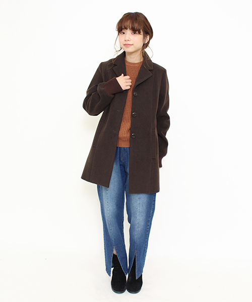 Kastane（カスタネ）の「リブ付チェスターコート（チェスターコート・レディース・ネイビー/キャメル/アイボリー・FREE）」の5枚目の写真