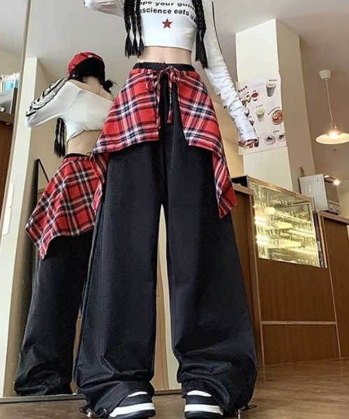 【未使用に近い】UNDERGROUNDMODEチェックレイヤードパンツ HARE HARE（ハレ）の「【UNDERGROUND MODE】チェックレイヤードパンツ