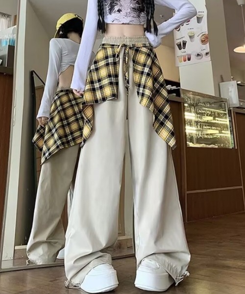 未使用に近い】UNDERGROUNDMODEチェックレイヤードパンツ HARE HARE