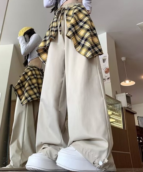 【未使用に近い】UNDERGROUNDMODEチェックレイヤードパンツ HARE HARE（ハレ）の「【UNDERGROUND MODE】チェックレイヤードパンツ