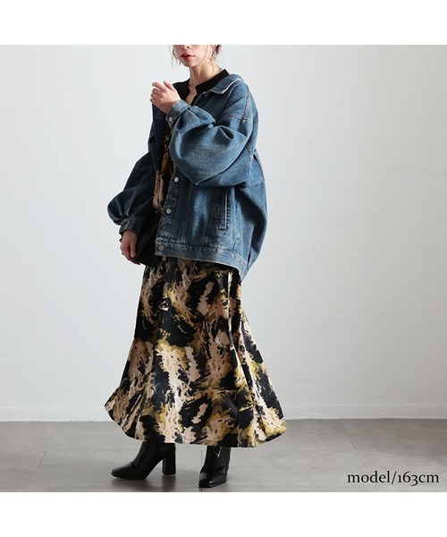 GOLDJAPAN(ゴールドジャパン)の「ペイント柄切り替えギャザーフレアワンピース【大きいサイズ対応】(ワンピース・レディース・ブラック・LL/3L/4L/5L)」の10枚目の写真