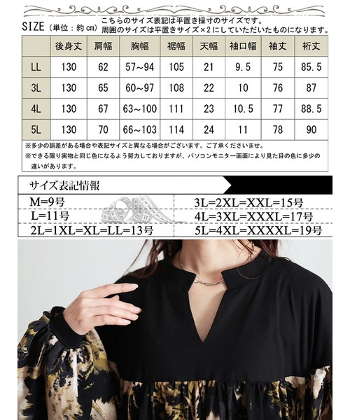 GOLDJAPAN(ゴールドジャパン)の「ペイント柄切り替えギャザーフレアワンピース【大きいサイズ対応】(ワンピース・レディース・ブラック・LL/3L/4L/5L)」の18枚目の写真