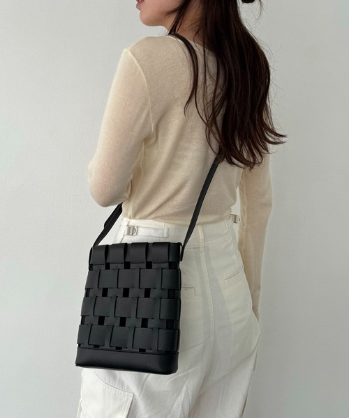 ショルダーバッグ・ポシェット COURONNE Fluffy shoulder 22_RCBSX23636YEL EBONY×DIDION. フリンジショルダーポシェット ”Water Jacquard” Blue