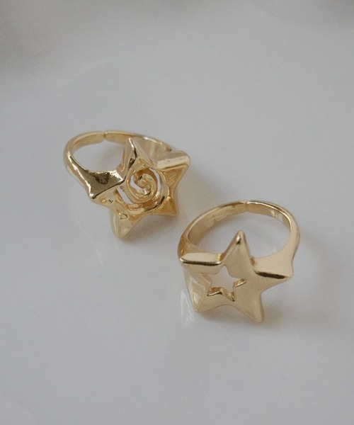 Port(ポート)の「【 Port / ポート 】 スター モチーフ オープン リング ( 2個セット )(リング・レディース・ゴールド/シルバー・FREE)」の2枚目の写真