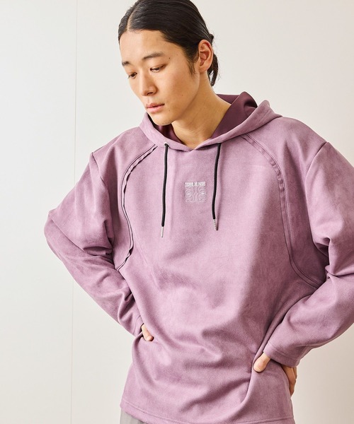 JUNRED（ジュンレッド）の「スエードタッチカットオフプルオーバー（パーカー・メンズ・パープル/チャコールグレー・S/M/L）」の15枚目の写真