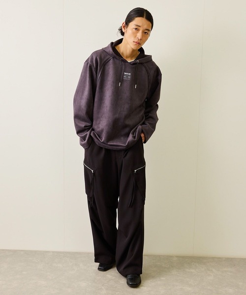 JUNRED（ジュンレッド）の「スエードタッチカットオフプルオーバー（パーカー・メンズ・パープル/チャコールグレー・S/M/L）」の19枚目の写真