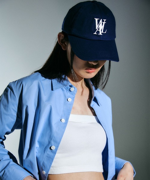 キャップ WOOALONG Signature low ball cap BLUE WL230WCA81UBLU セール】【WOOALONG/ウアロン】Signature Logo ball cap
