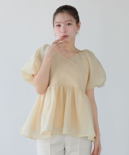 Fit more(フィットモア)の「ジャガードカシュクールペプラムトップス(その他トップス・レディース・ホワイト/ブラック/ブルー/ピンク/イエロー・FREE)」の10枚目の写真