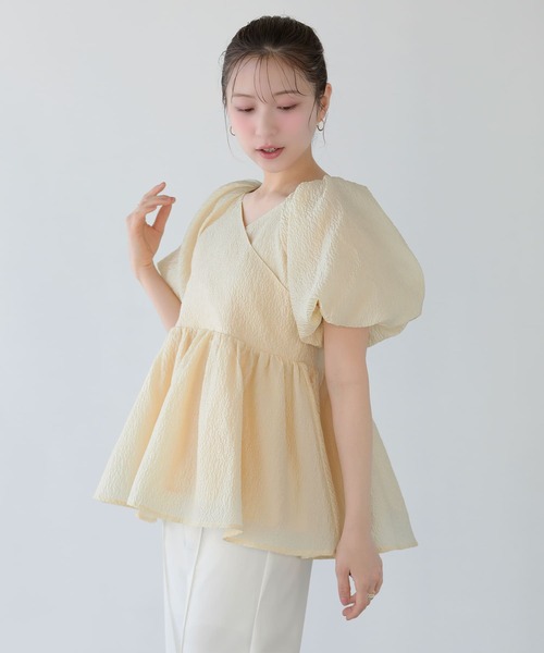Fit more(フィットモア)の「ジャガードカシュクールペプラムトップス(その他トップス・レディース・ホワイト/ブラック/ブルー/ピンク/イエロー・FREE)」の11枚目の写真
