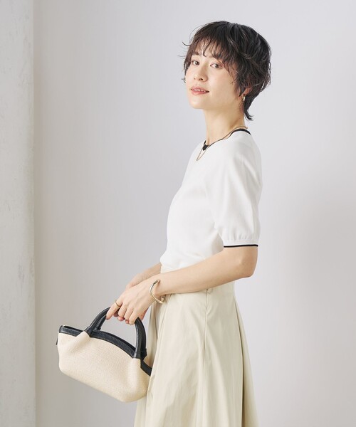 NOLLEY’S Sophi(ノーリーズソフィ)の「《アンサンブル対応》《手洗い可能》マルチファンクション総針ショートスリーブプルオーバーニット(ニット/セーター・レディース・ホワイト/ミント/ベビーピンク/ダークネイビー・38/36)」の11枚目の写真