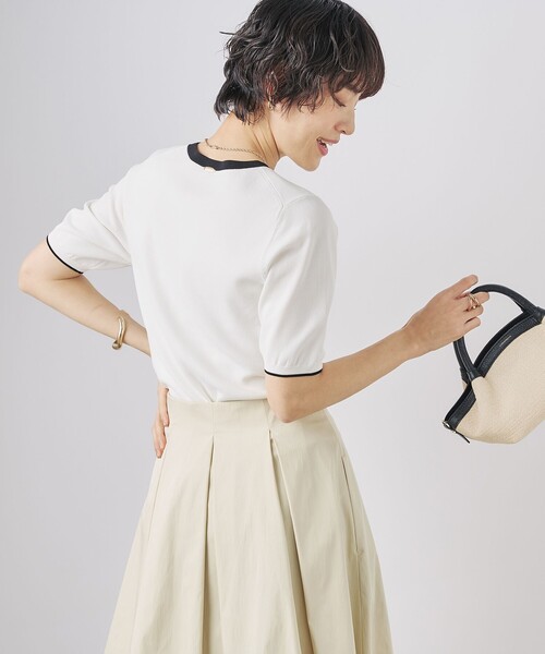 NOLLEY’S Sophi(ノーリーズソフィ)の「《アンサンブル対応》《手洗い可能》マルチファンクション総針ショートスリーブプルオーバーニット(ニット/セーター・レディース・ホワイト/ミント/ベビーピンク/ダークネイビー・38/36)」の12枚目の写真