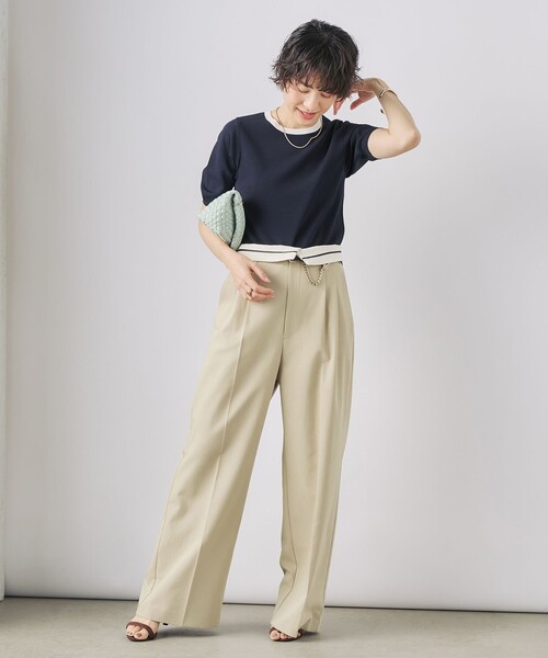 NOLLEY’S Sophi(ノーリーズソフィ)の「《アンサンブル対応》《手洗い可能》マルチファンクション総針ショートスリーブプルオーバーニット(ニット/セーター・レディース・ホワイト/ミント/ベビーピンク/ダークネイビー・38/36)」の19枚目の写真