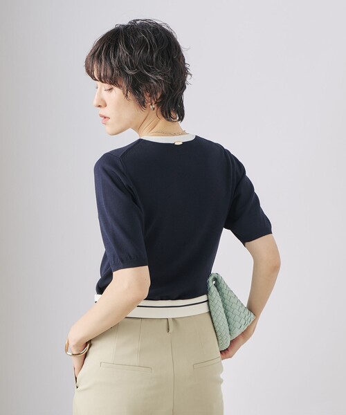 NOLLEY’S Sophi(ノーリーズソフィ)の「《アンサンブル対応》《手洗い可能》マルチファンクション総針ショートスリーブプルオーバーニット(ニット/セーター・レディース・ホワイト/ミント/ベビーピンク/ダークネイビー・38/36)」の21枚目の写真