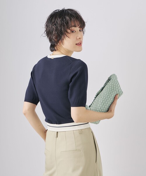 NOLLEY’S Sophi(ノーリーズソフィ)の「《アンサンブル対応》《手洗い可能》マルチファンクション総針ショートスリーブプルオーバーニット(ニット/セーター・レディース・ホワイト/ミント/ベビーピンク/ダークネイビー・38/36)」の22枚目の写真