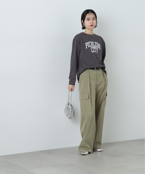 N.（N. Natural Beauty Basic）（エヌエヌナチュラルビューティーベーシック）の「ロゴロンT（Tシャツ/カットソー・レディース・オフホワイト/チャコールグレー・MEDIUM）」の3枚目の写真