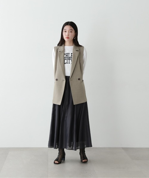 N.（N. Natural Beauty Basic）（エヌエヌナチュラルビューティーベーシック）の「ロゴロンT（Tシャツ/カットソー・レディース・オフホワイト/チャコールグレー・MEDIUM）」の5枚目の写真