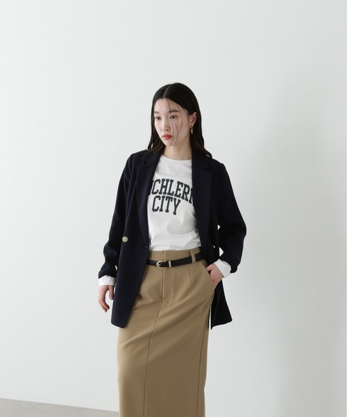 N.（N. Natural Beauty Basic）（エヌエヌナチュラルビューティーベーシック）の「ロゴロンT（Tシャツ/カットソー・レディース・オフホワイト/チャコールグレー・MEDIUM）」の6枚目の写真