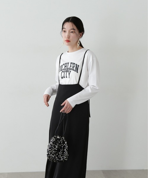 N.（N. Natural Beauty Basic）（エヌエヌナチュラルビューティーベーシック）の「ロゴロンT（Tシャツ/カットソー・レディース・オフホワイト/チャコールグレー・MEDIUM）」の11枚目の写真