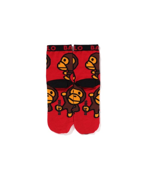 A BATHING APE(アベイシングエイプ)の「BABY MILO SOCKS(ソックス/靴下・キッズ・レッド/ブルー・LARGE/SMALL/MEDIUM)」の4枚目の写真