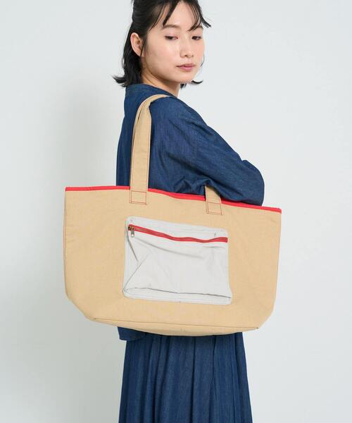 conges payes ADIEU TRISTESSE（コンジェ ペイエ アデュートリステス）の「異素材配色トート（トートバッグ・レディース・ブルーグレー/ベージュ・FREE）」の10枚目の写真