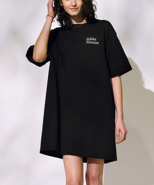 ムラサキスポーツ(ムラサキスポーツ)の「RIKKA FEMME/リッカファム Tシャツワンピース RF25SS15(ワンピース・レディース・ホワイト/ライトベージュ/ブラック・FREE)」の1枚目の写真