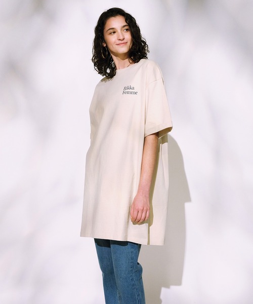 ムラサキスポーツ(ムラサキスポーツ)の「RIKKA FEMME/リッカファム Tシャツワンピース RF25SS15(ワンピース・レディース・ホワイト/ライトベージュ/ブラック・FREE)」の4枚目の写真