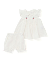 SLAP SLIP BABY | デニムレースイチゴ刺しゅう襟ワンピース+ブルマセットベビー(70~80cm)(その他ベビーウェア)