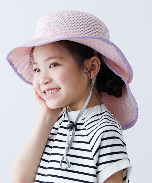 devirock（デビロック）の「気化熱でひんやり  UVカット 保冷剤も入れられる日よけ付き ハット（ハット・キッズ・グレー/ピンク/チャコール・54/56/58）」の3枚目の写真