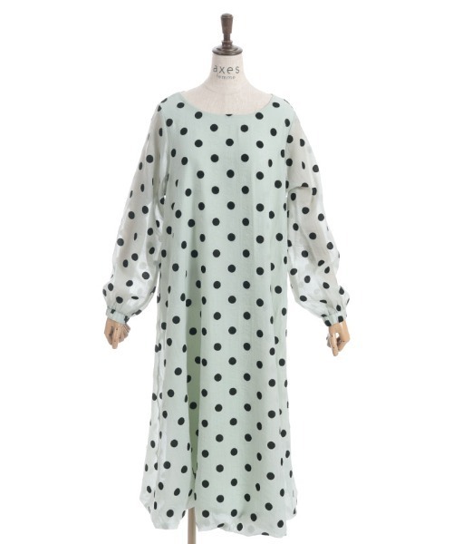 フロッキードットワンピース セール】フロッキードットワンピース（ワンピース）｜axes femme