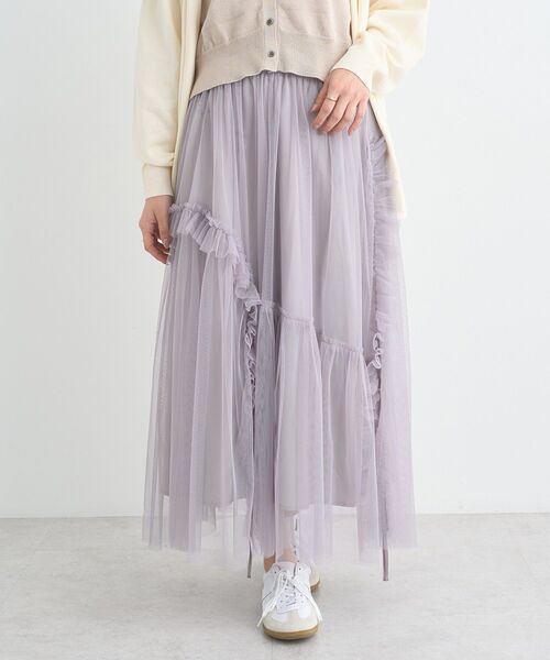 earth music&ecology（アースミュージックアンドエコロジー）の「チュールアシンメトリーフリルスカート（スカート・レディース・ライトグレー/ライトベージュ/ブルー系その他3/ブラック系その他3・FREE）」の13枚目の写真