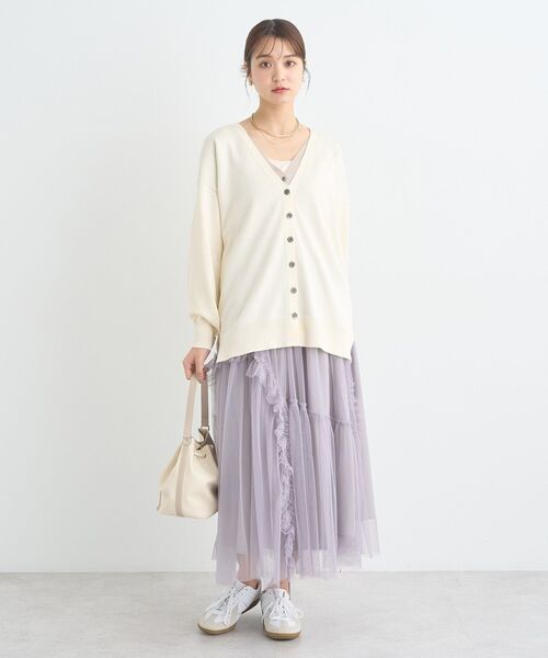 earth music&ecology（アースミュージックアンドエコロジー）の「チュールアシンメトリーフリルスカート（スカート・レディース・ライトグレー/ライトベージュ/ブルー系その他3/ブラック系その他3・FREE）」の14枚目の写真