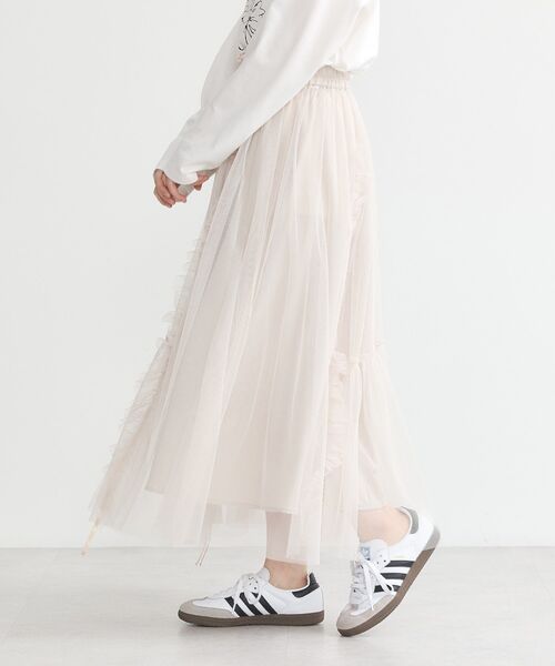 earth music&ecology（アースミュージックアンドエコロジー）の「チュールアシンメトリーフリルスカート（スカート・レディース・ライトグレー/ライトベージュ/ブルー系その他3/ブラック系その他3・FREE）」の19枚目の写真