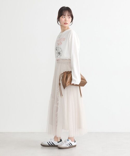 earth music&ecology（アースミュージックアンドエコロジー）の「チュールアシンメトリーフリルスカート（スカート・レディース・ライトグレー/ライトベージュ/ブルー系その他3/ブラック系その他3・FREE）」の22枚目の写真